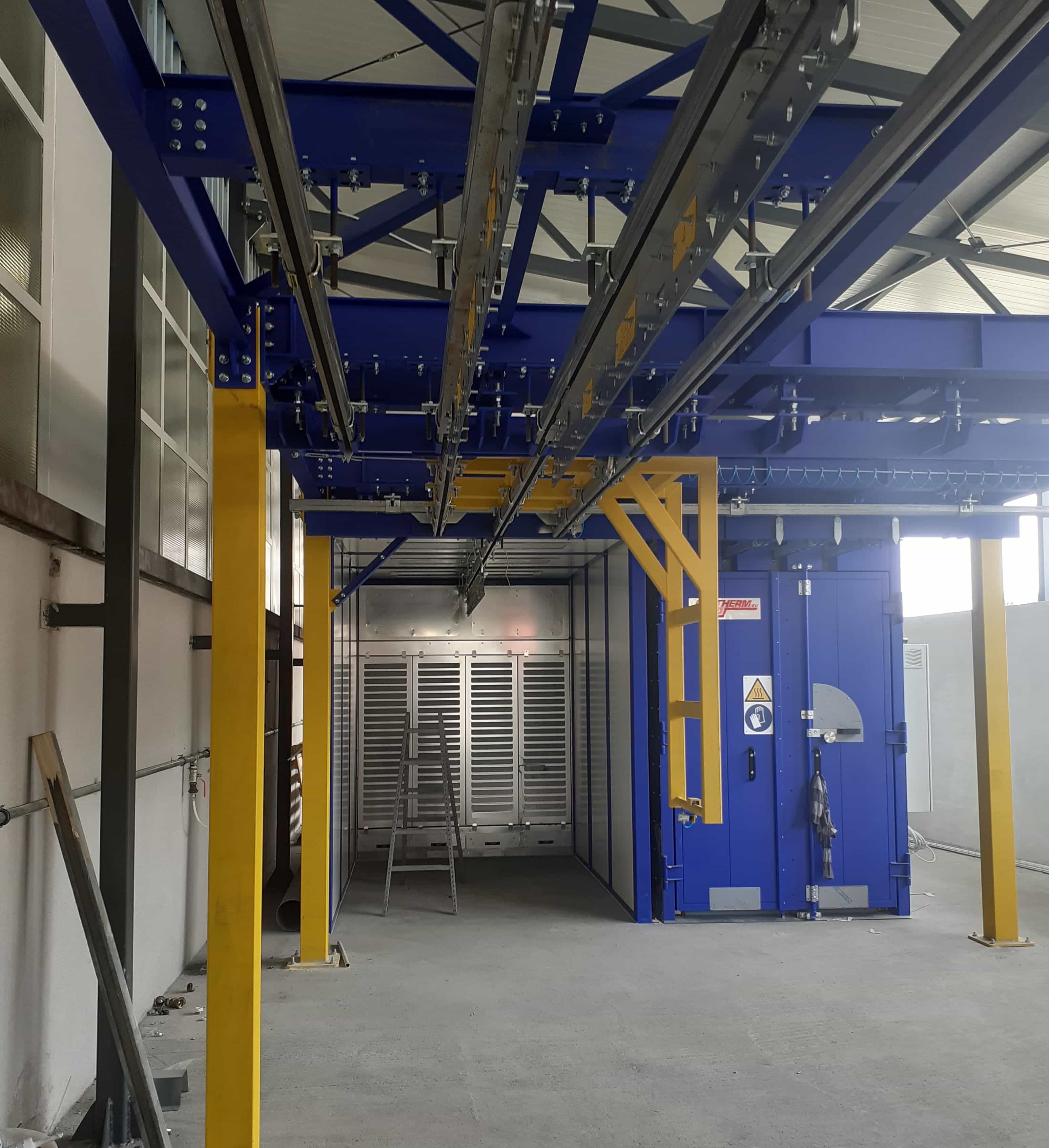 Kompletna ručna linija za plastifikaciju metala s pripremom površine, kabinom, peći i transportnim sustavom